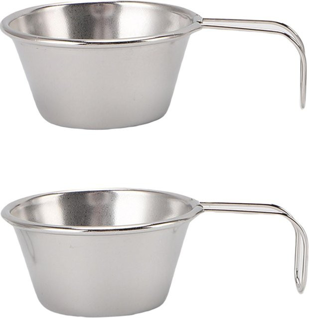 Fishine Mini-Campingbecher aus Edelstahl, 2 Stück stapelbare Tassen mit Griff für Picknick und Wandern, Farbe: Weiß/Silber - Bild 1