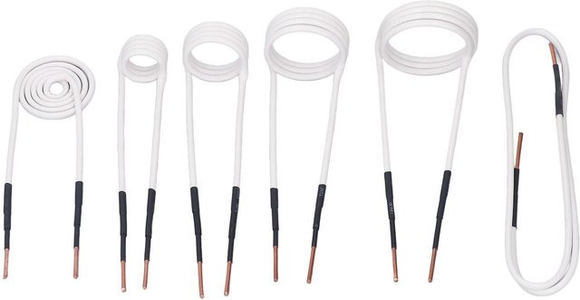 6er Set Induktionsheizspulen mit Messingkern in Flachtyp, Durchmesser: 20 mm, 30 mm, 40 mm und 50 mm, Farbe: Weiß - Bild 1