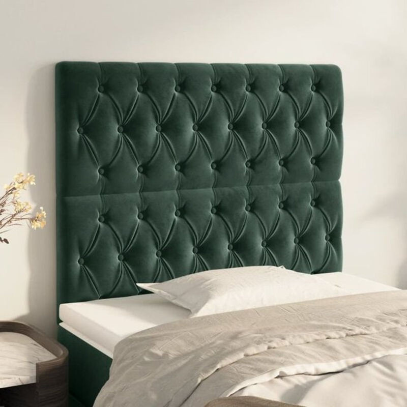 Vidaxl Kopfteile Set 2 Stück in Dunkelgrün aus Samt, Klassisch, B: 100 cm, H: 78 bis 88 cm, T: 7 cm - Bild 1