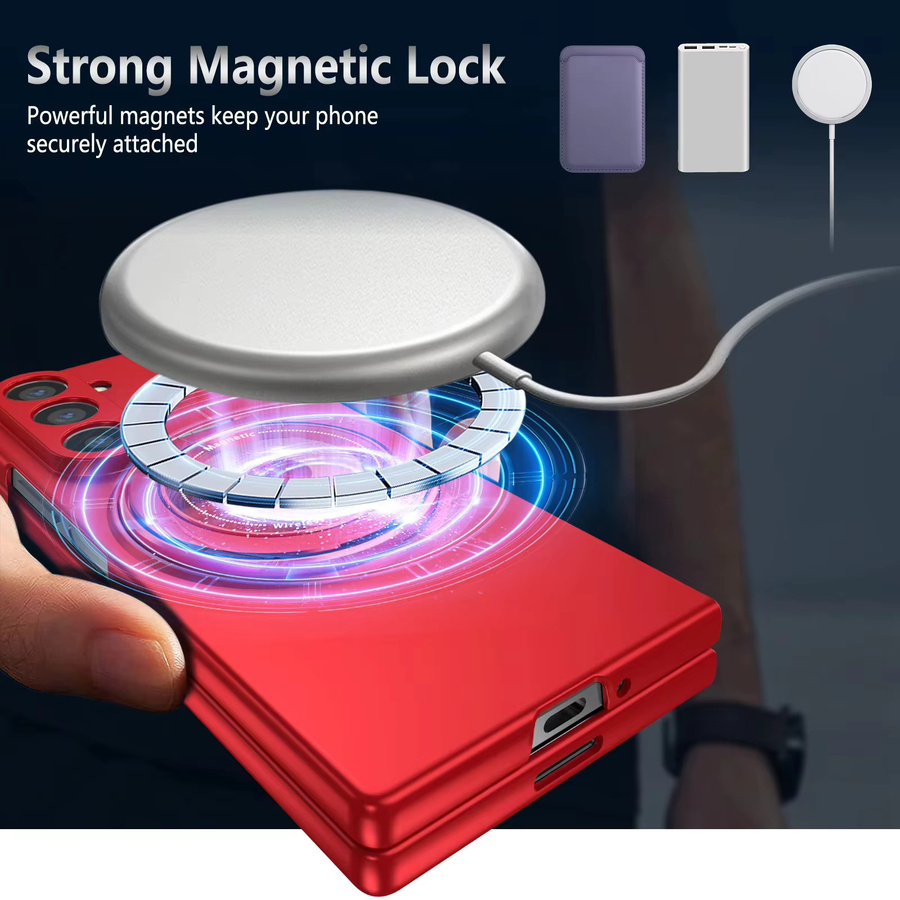 360 Grad drehbarer Super-Magnetring und faltbare stoßfeste Schutzhülle für Samsung Galaxy Z Fold (Modelle 3 bis 8 Ultra) in Schwarz oder Rot - Bild 5