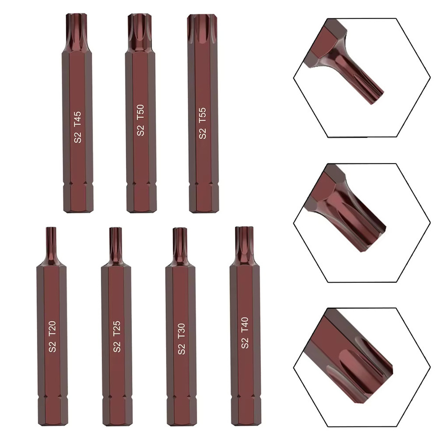 DAZZLEEX Torx Schraubendreher Bits Set mit Sechskantschaft, Länge: 7,5 cm, Größen T20 bis T55 - Bild 3