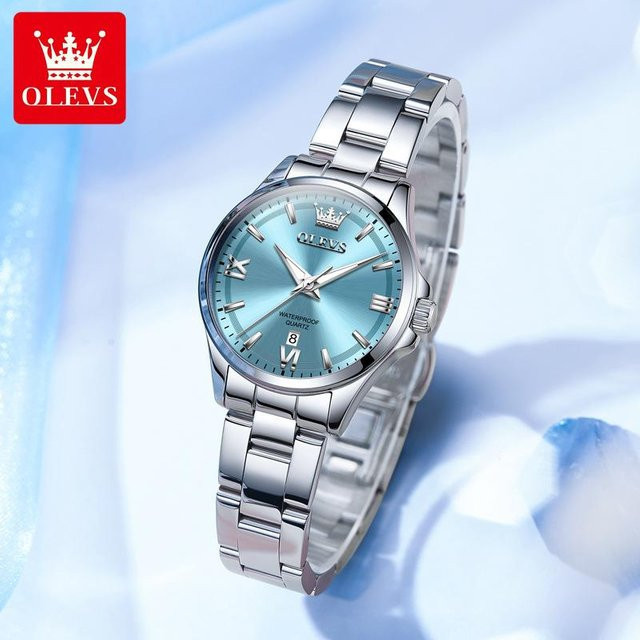 OLEVS Armbanduhr Quarz, Edelstahl, Blau, Damen - Bild 1