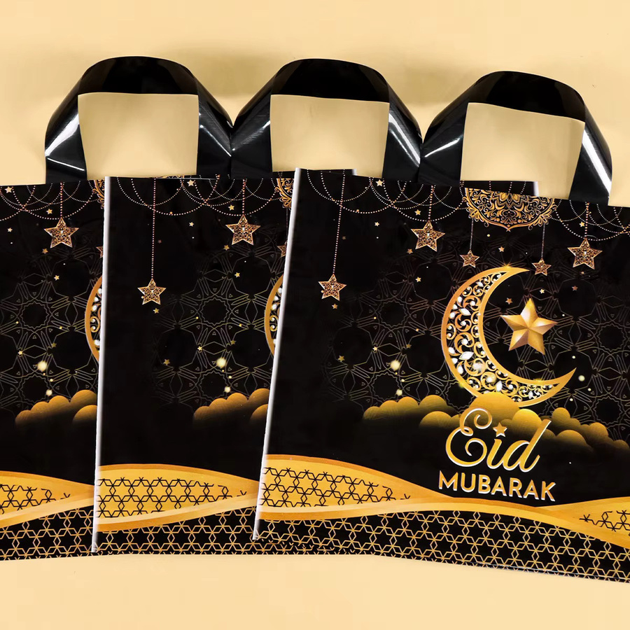 6 Stück Eid Mubarak Geschenktüten in Schwarz und Gold für Süßigkeiten und Cookies als Ramadan Dekoration - Bild 4