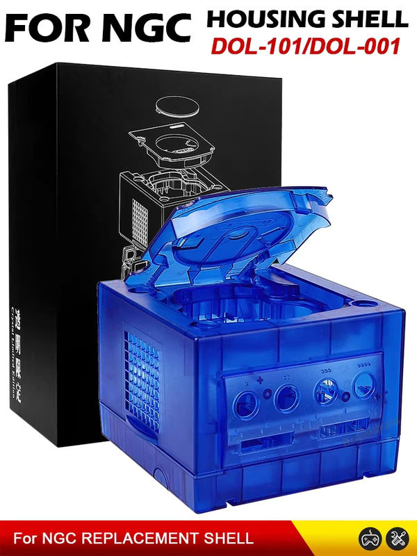 Pogopirate Ersatzgehäuse für Gamecube Retro-Videospielkonsole DOL-101/DOL-001 in 4 transparenten Farben inklusive Blau - Bild 6