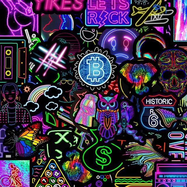 Rspctou Cartoon Neon Licht Graffiti Aufkleber, Wasserdicht - Bild 1