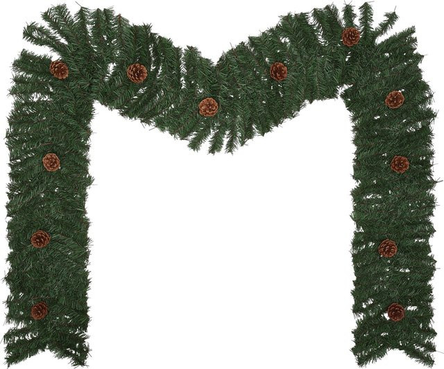 Dunkelgrüne Kunsttannengirlande mit Tannenzapfen für Weihnachten, Länge: 270 cm - Bild 1
