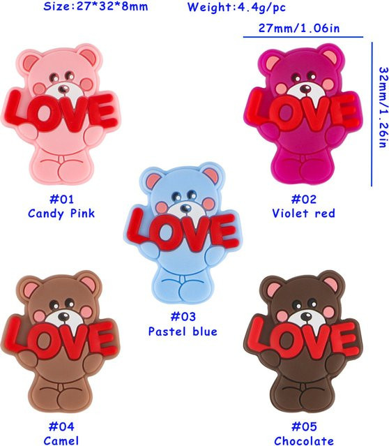 sunrony Fokusperlen Little Bear Love, Silikon, 5 Stück - Bild 1