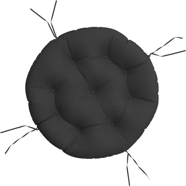 vidaXL Kissen Rund Schwarz aus Oxford-Gewebe, Durchmesser: 60 cm, Höhe: 11 cm - Bild 1
