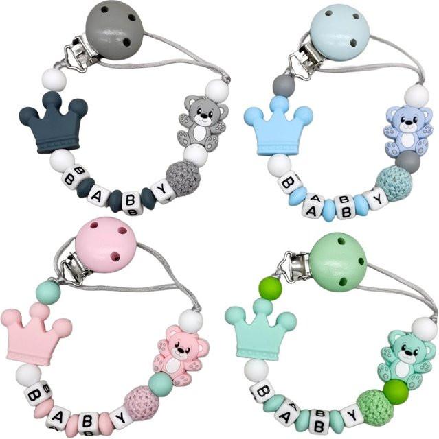 Panplay Schnullerhalter Bär aus Silikon in Mehrfarbig für Babys und Kinder - Bild 1