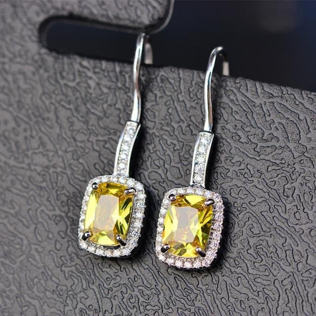 Onerain Ohrringe, 925 Sterling Silber, Smaragd Citrin Saphir, Damen - Bild 1