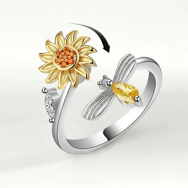 Yiran bag Ring Blume, Zirkonia, Kupfer, Gold, Damen - Bild 1
