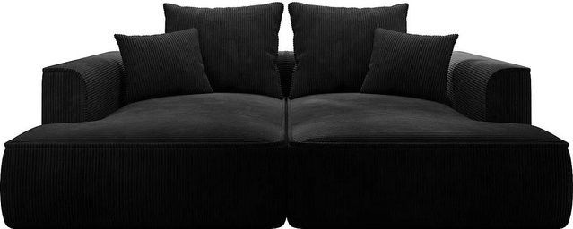Vente-unique Sofa Pineta Schwarz mit Cord-Bezug ohne Schlafmöglichkeit Breite: 230 cm - Bild 1
