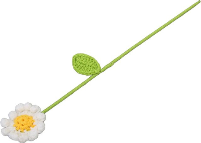 Handgehäkelte Gänseblümchen-Simulationsblume von GoolRC in Grün und Weiß aus Textil - Bild 1