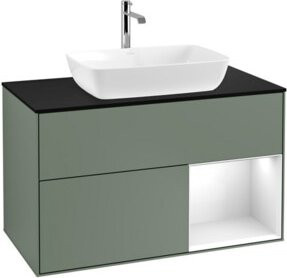 V&B Waschtischunterschrank Finion 100 mit Wandbeleuchtung, Weiß lackiert, B/T/H: 100 x 50,1 x 50,1 cm - Bild 1