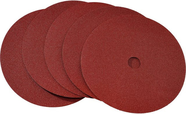 LUX-TOOLS Fiberscheibe Classic Rot Ø 230 mm Körnung 80 für Metall, 5 Stück - Bild 1