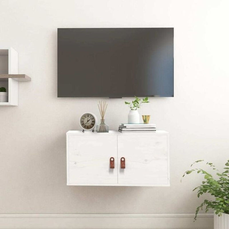 Wandschrank vidaxl aus Massivholz Kiefer in Weiß im Landhaus- und Skandinavischen Stil mit Drehtüren, B/T/H: 60 x 30 x 30 cm - Bild 1