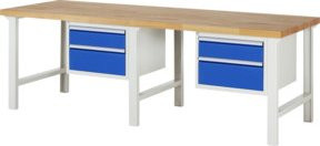 Rau Werkbank 7123A1 mit 4 Schubladen in Buche und Stahl, B/T/H: 250 x 90 x 84 cm - Bild 1