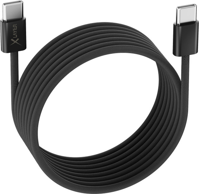 XLayer Magnetisches USB Typ C zu Typ C Ladekabel, feingewebt, Schwarz, Länge: 1,5 m - Bild 1