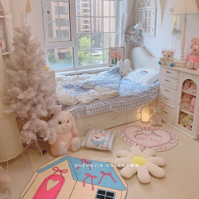 VIKAMA Herzförmiger Teppich aus Kunstkaschmir in Rosa mit rutschfester Unterseite und Kinder-Motiv - Bild 1