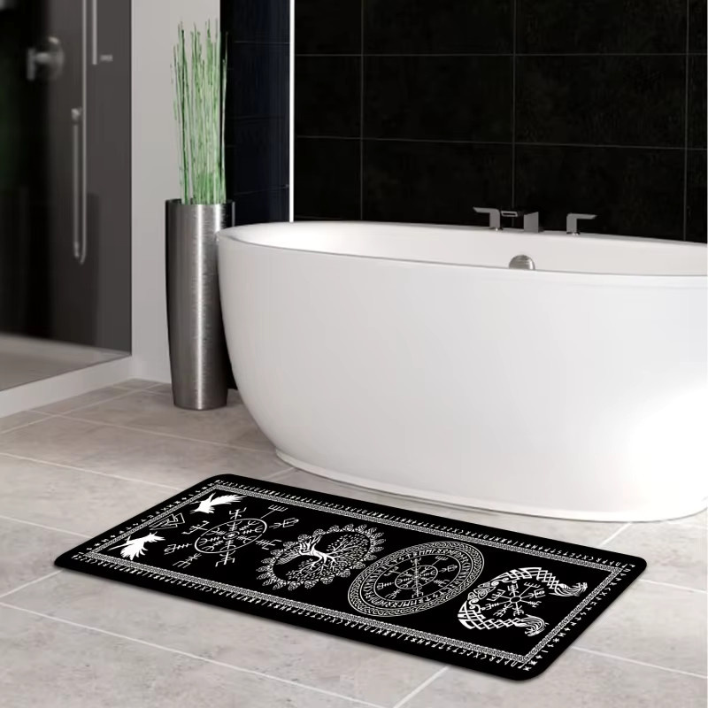VIKAMA Flanell-Teppich mit schwarzem Wikinger-Lebensbaum-Motiv, rechteckiger Teppich für Wohnzimmer, Schlafzimmer oder Küche, maschinenwaschbar - Bild 3