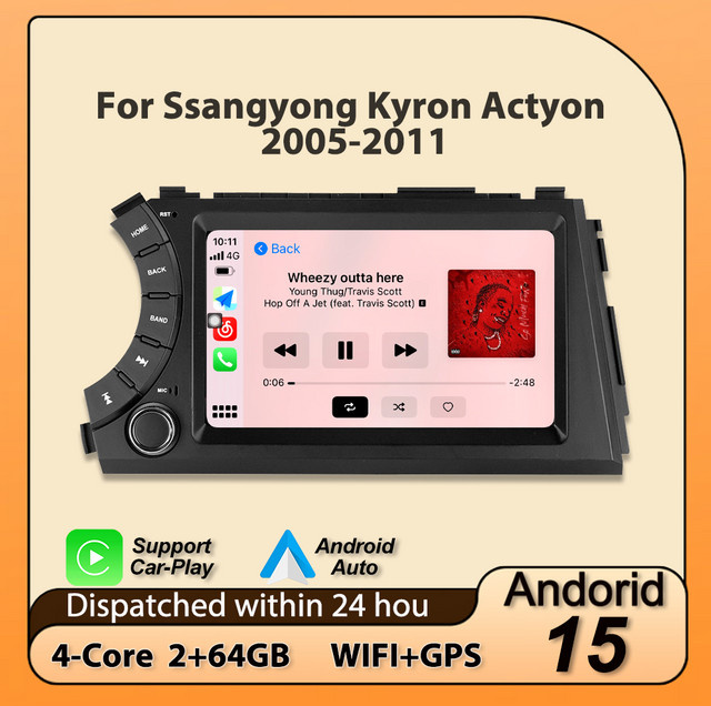 MEKEDE Android 15 Autoradio mit IPS-Bildschirm und Bluetooth für Ssangyong Kyron Actyon 2005-2011 in Schwarz mit Carplay und intelligentem Multimedia-System - Bild 1