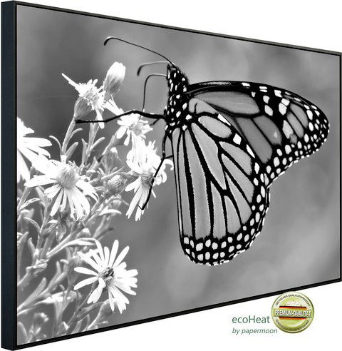 papermoon EcoHeat Infrarotheizung Schmetterling Schwarz Weiss Matt-Effekt mit App-Steuerung und Überhitzungsschutz - Bild 1