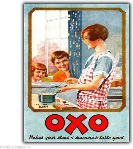 OXO Vintage Metallwandschild Küchenplakat Retro-Druck von 1928, Aluminium, Mehrfarbig, B: 20,0 cm, H: 20,0 cm, T: 0,1 cm - Bild 1