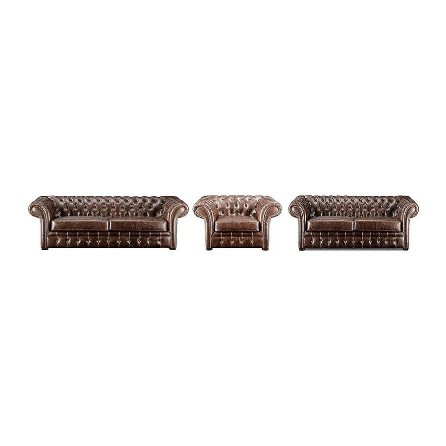 Vente-unique Couchgarnitur Clotaire in Schokobraun mit Sofa und 2 Sesseln im Chesterfield-Stil aus Leder, B/T/H: 232 x 127 x 173 cm - Bild 2
