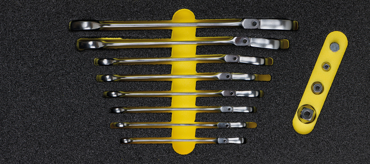 Elora Maulschlüssel mit Gelenk-Ringratsche, 12-teilig, silber - Bild 1