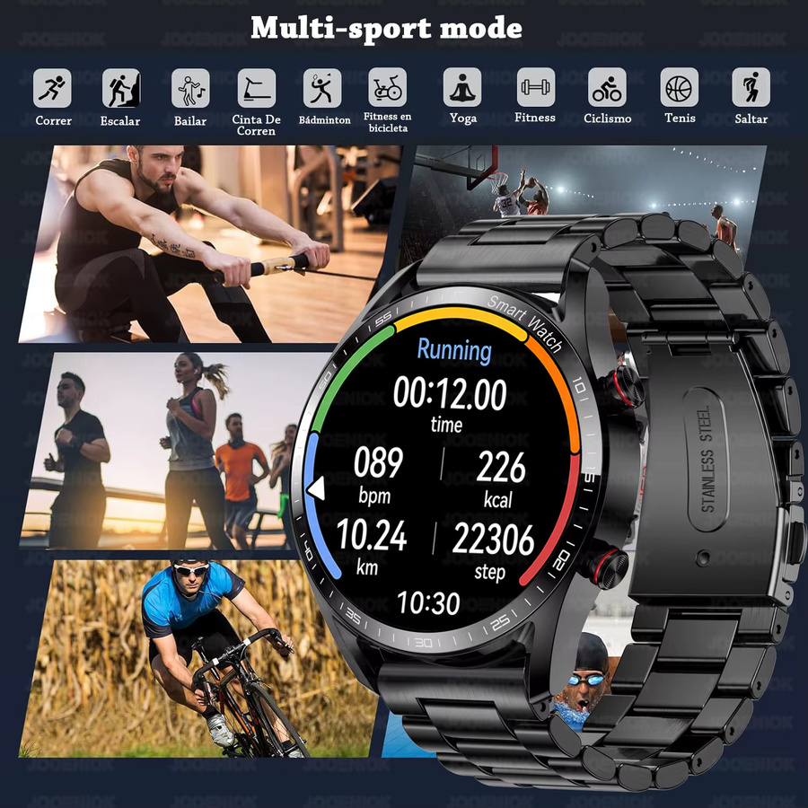 ChiBear Smartwatch, Edelstahl, Schwarz, Herren - Bild 5
