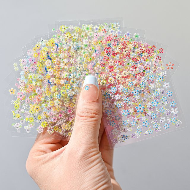 MAFANAILS Nagelaufkleber-Set, 3D Blumen mit Diamant, Glänzend, Unisex - Bild 1