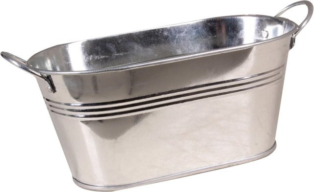 Ovale Zink-Wanne mit zwei Henkeln in Silber, B/T/H: 22 x 12,5 x 10,5 cm - Bild 1