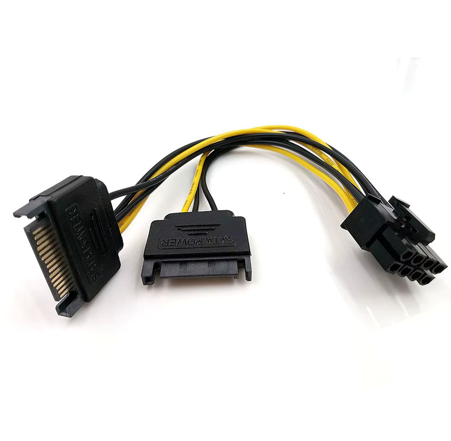 Ninth World 2er-Set SATA auf PCIe 8Pin 6+2 Splitter Adapter Kabel in Schwarz - Bild 2