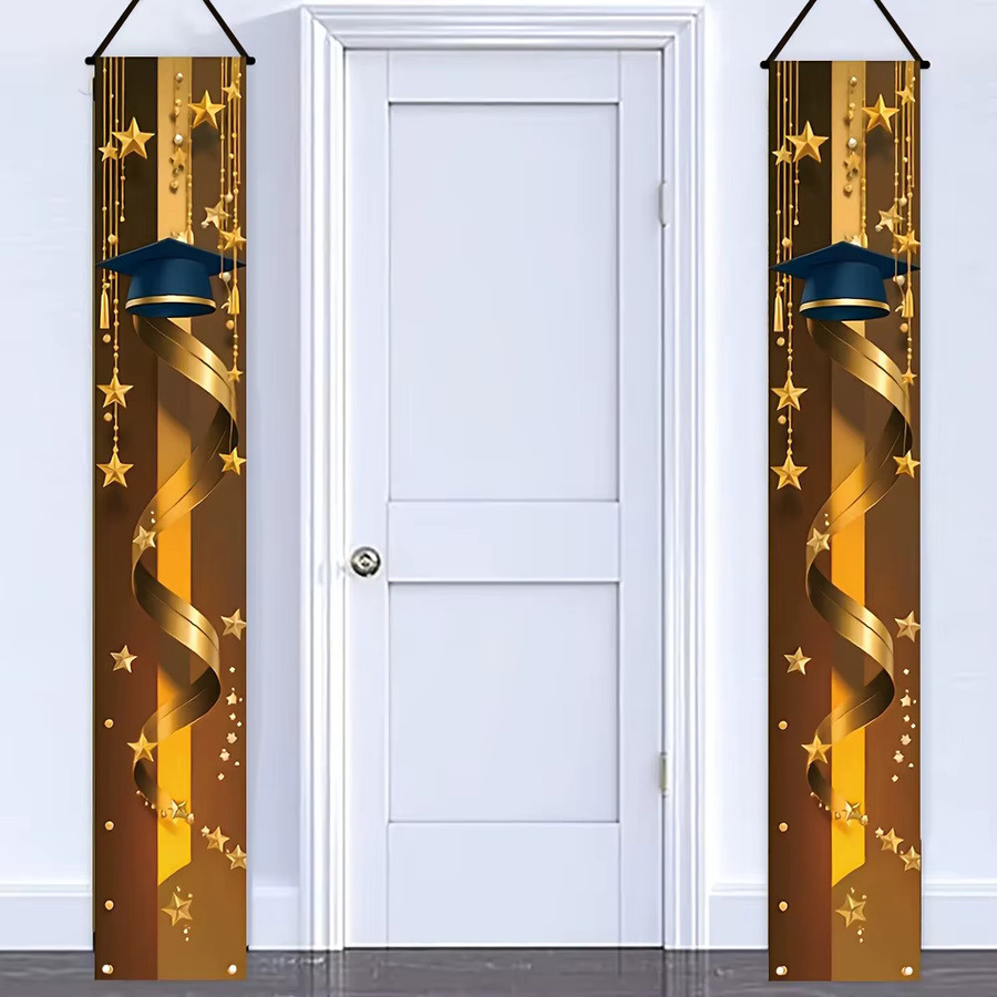 OURFETE Abschlussfeier Dekoration Set in Blau und Gold mit Abschlusskappe und Sternenvorhang für die Klasse 2026 - Bild 5