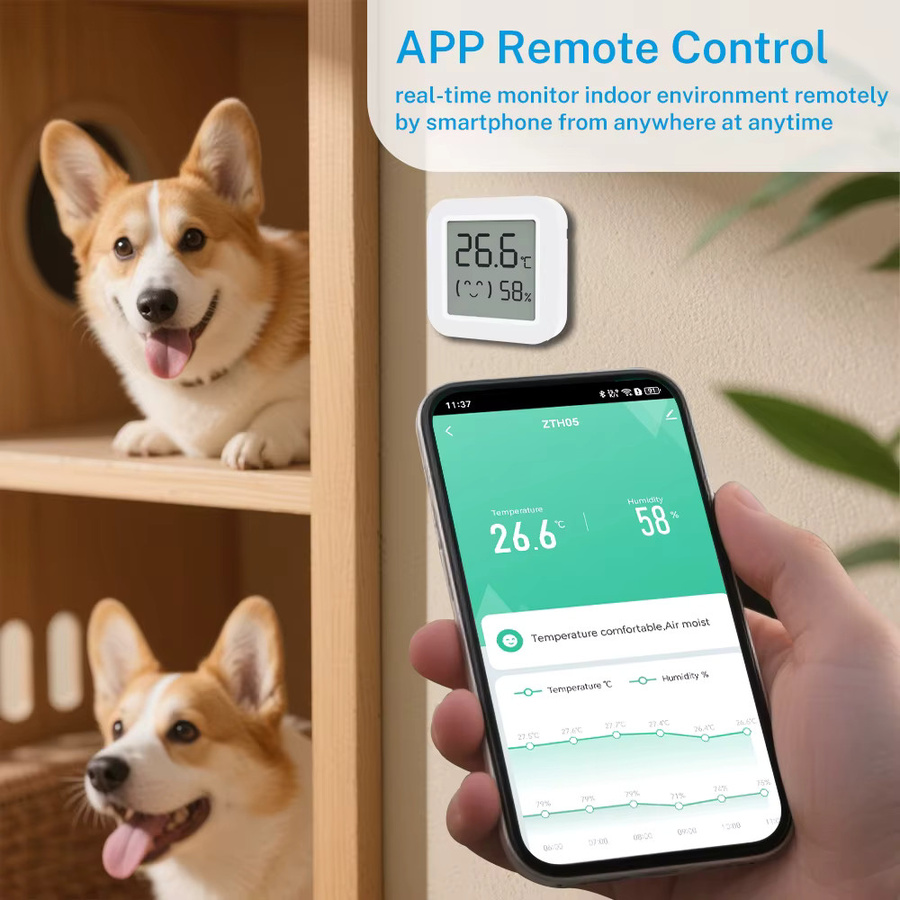 Tuya Mini Zigbee Thermometer Hygrometer Temperatur und Feuchtigkeit Sensor in Weiß für Smart Home Integration mit Alexa und Yandex - Bild 3