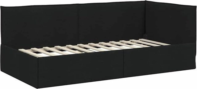 vidaXL Eckbettgestell mit Kopfteil in Schwarz, modern gepolstert, B/T/H: 204 x 140 x 104 cm - Bild 1