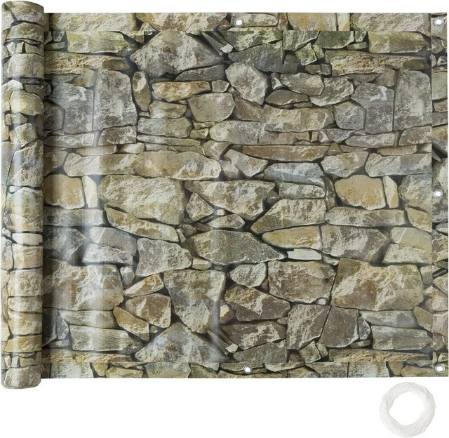 tectake Balkonbespannung in Beige, witterungsbeständig und reißfest, B/H: 600 x 90 cm - Bild 1