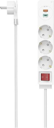 Hama 3-fach Steckdosenleiste mit USB-C und USB-A Anschlüssen 18W in Weiß - Bild 1