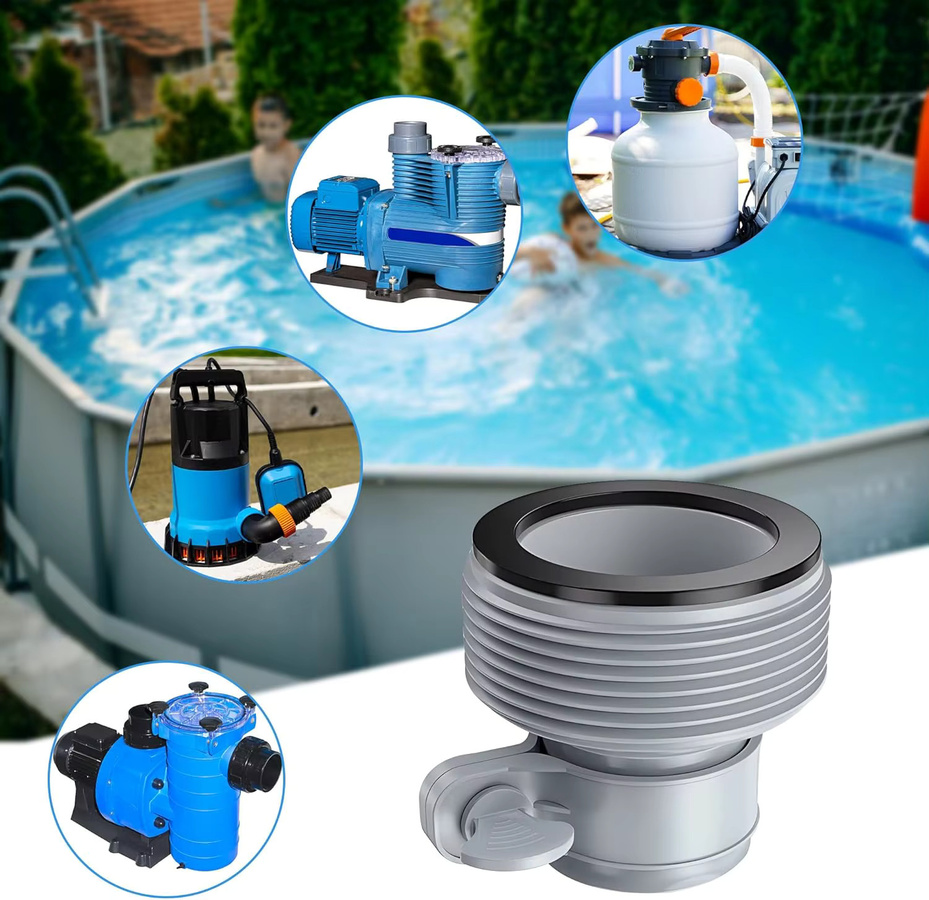 Intex Poolschlauchadapter mit Kolbenventil in Grau für Sandpumpen und Schwimmbadzubehör - Bild 4