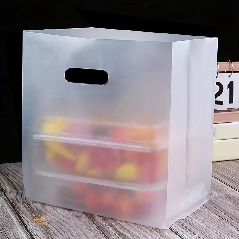 50 Stück transparente Kunststoff-Geschenktüten mit Griffen für Gebäck und Desserts - Bild 4