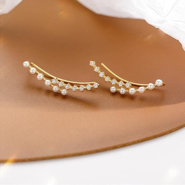 Wucifang Jewelry Doppelohrringe, Silber, Perle, Zirkonia, Damen - Bild 1