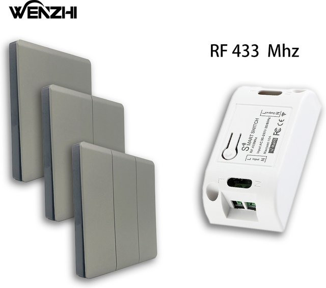 Wenzhi Smart Switch DIY Licht Modul mit 433 MHz RF Wireless Empfänger und Wand Panel Tasten für 220 V Fernbedienung Steuerung - Bild 1