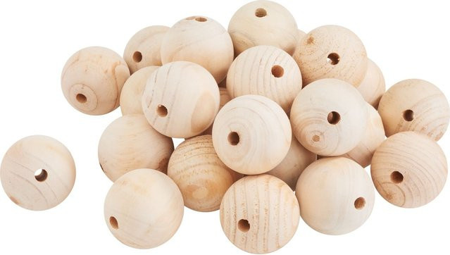 VBS XXL Holzkugeln durchgebohrt in Natur Beige, Durchmesser: 5 cm, 25 Stück - Bild 1