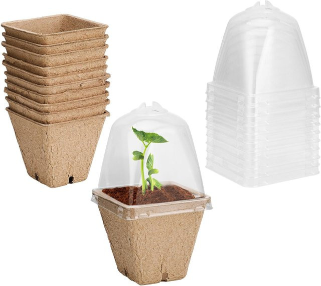OutsideWorld Biologisch abbaubare Anzuchttöpfe mit Feuchtigkeitskuppel Type 2 - Bild 1