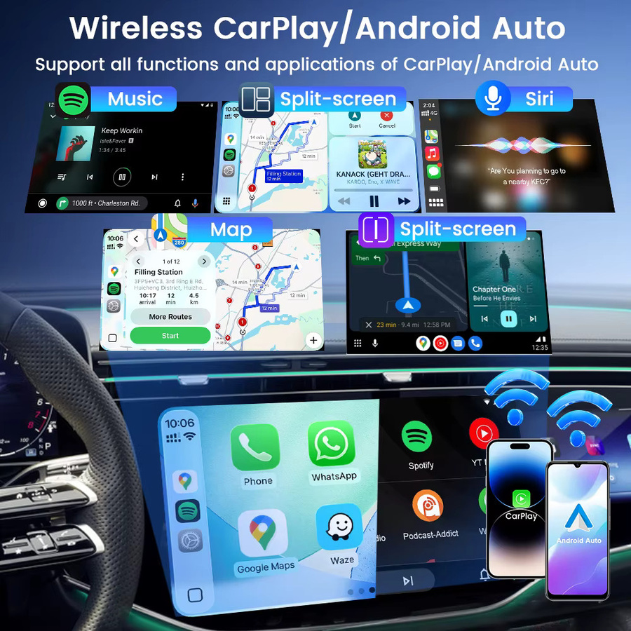CarlinKit CP2A Pro Android 12 TV-Box mit 2 GB RAM und 16 GB Speicher, Wireless CarPlay und Android Auto Smart Car Ai Box in Schwarz für Videounterstützung wie Youtube und Netflix - Bild 4
