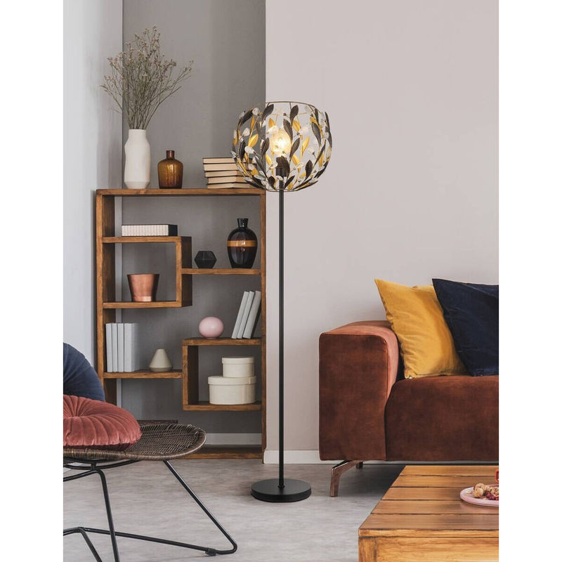 GLOBO Stehlampe MIKA aus Metall in Schwarz und Gold mit Acrylkristallen, Höhe: 157 cm, Durchmesser: 40 cm - Bild 2