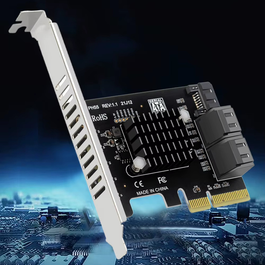 ALLOET PCIe zu 5-Port SATA 3.0 Erweiterungskarte mit JMB585-Chip in Schwarz - Bild 4