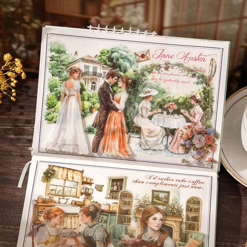 Mr. Paper Klassisches Literatur-Aufkleberbuch mit 20 Stück Vintage-Lesetagebuch und literarischen Notizen in Multicolour - Bild 2
