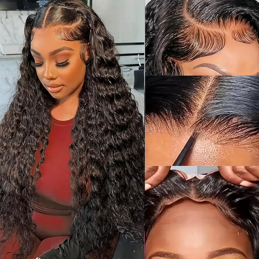 UVEOUS Lace Front Perücke, Echthaar, Deep Wave, 250 Dichte - Bild 2