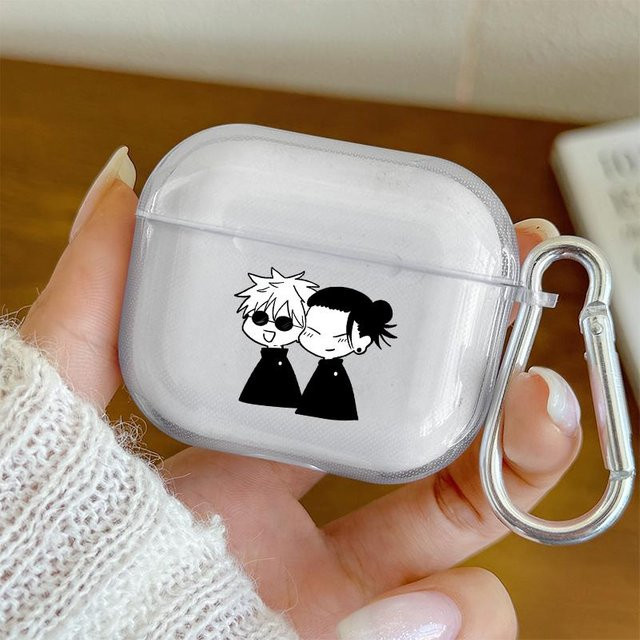 Anime-Paar Q-Version Schutzhülle für Apple AirPods Pro 3/Pro 2/Pro und AirPods 4/3/2/1, transparent - Bild 1